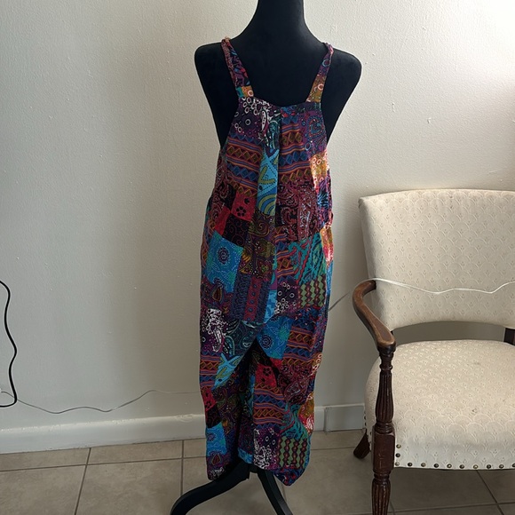 Patch patterned cloth overalls size small - Picture 6 of 10